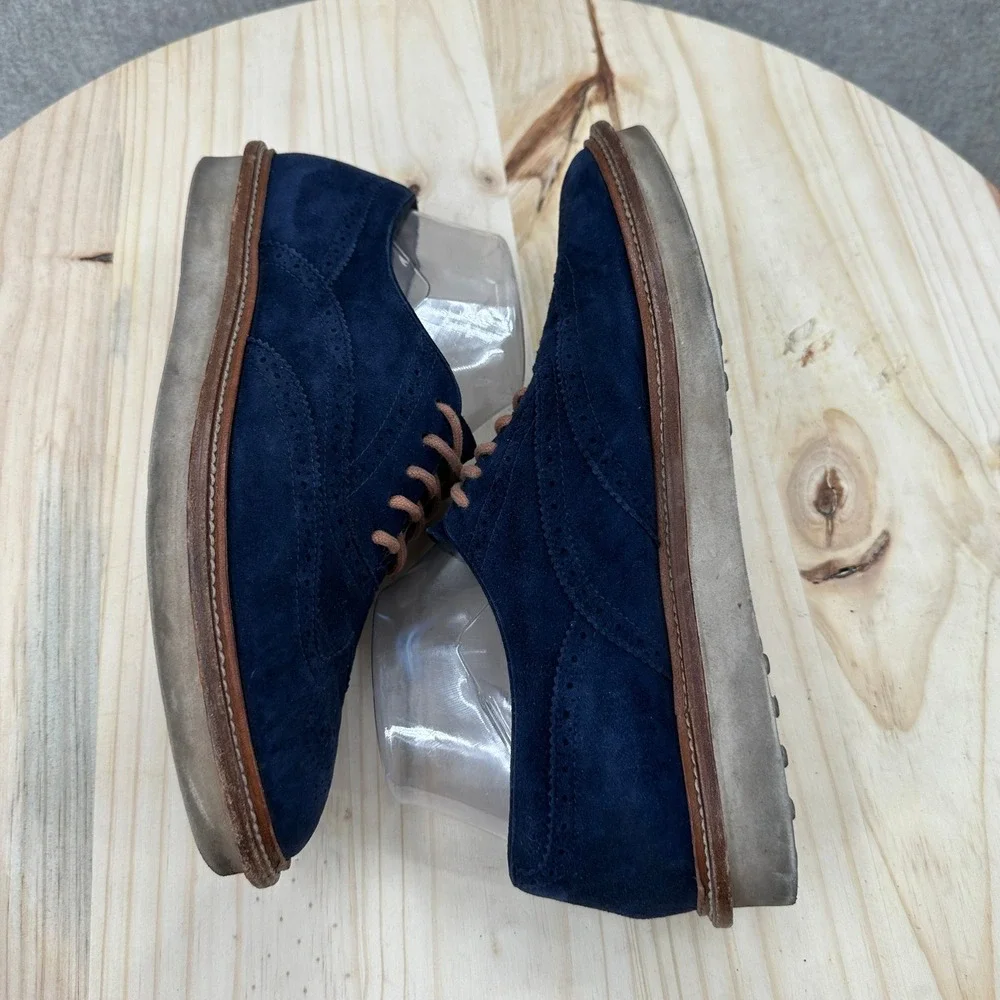 Tod's Wingtip Oxfords Men 39.5 Blue Suede Lace Up Brogue Italian Luxury Shoes